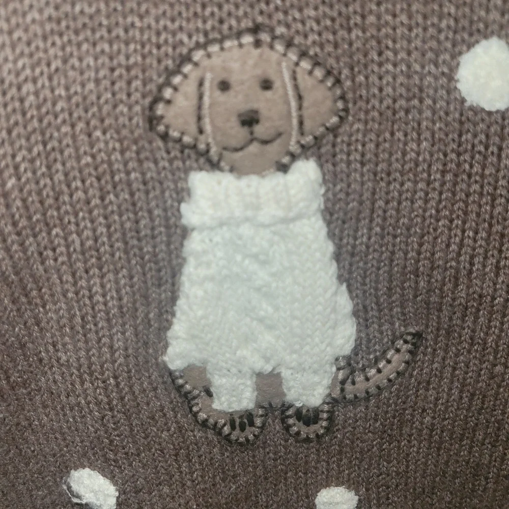 Crazy Horse XL Cardigan Sweater Brown Dogs Embroidered Knit Full Zip‎ vintage - Picture 3 of 6